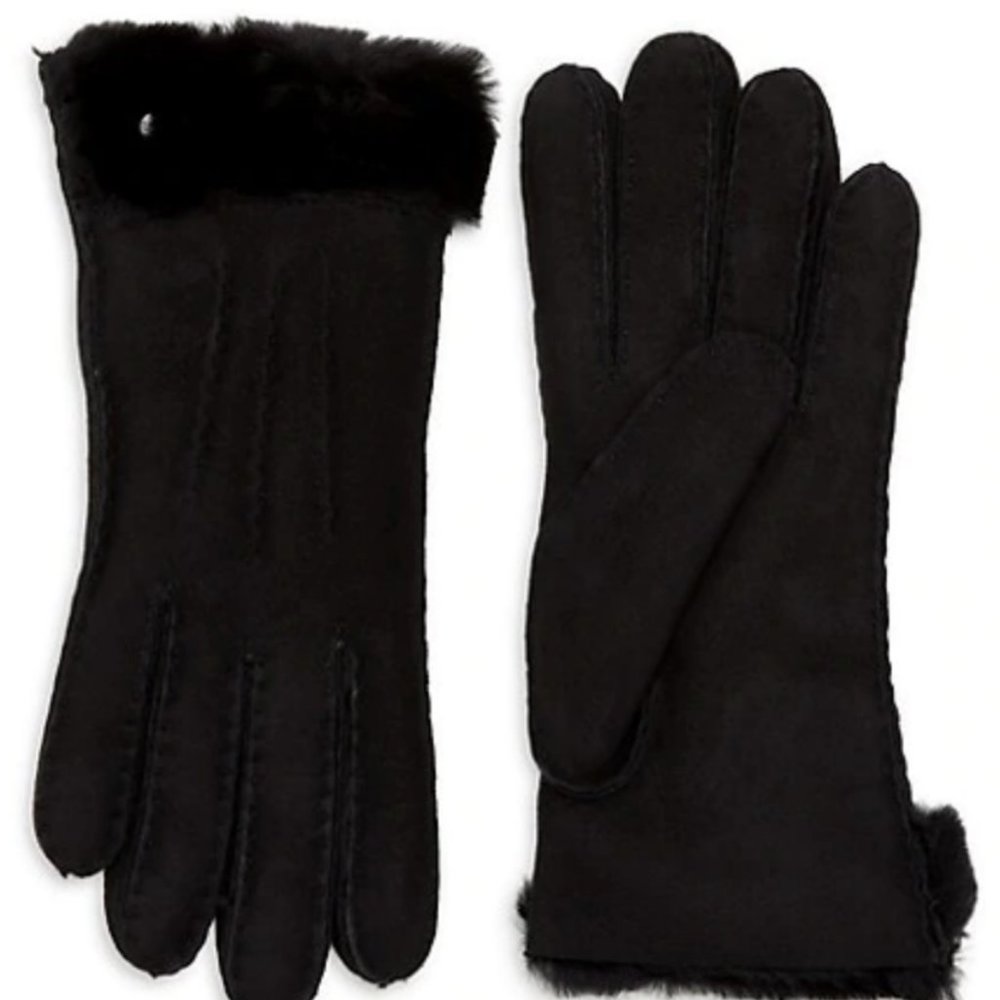 UGG  Shearling-Cuff Sheepskin Gloves